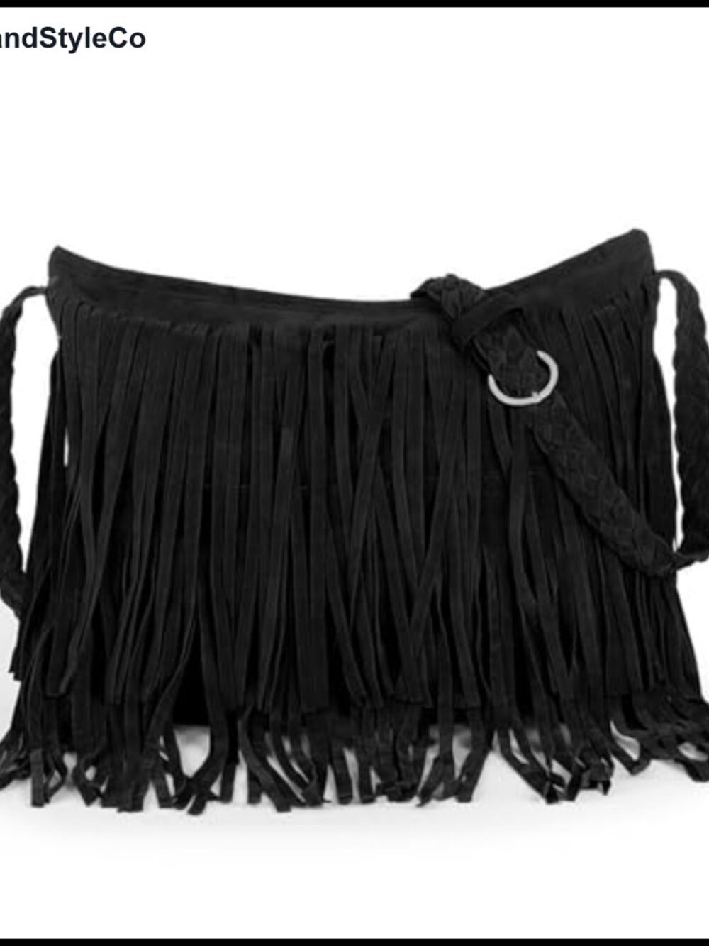 Fringe Crossbody Bag Large Tassel Hobo Woven Strap Polyester
